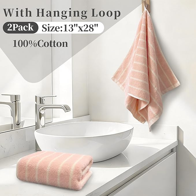 2-Pack Premium Stripe Cotton Hand Towels - Image 4