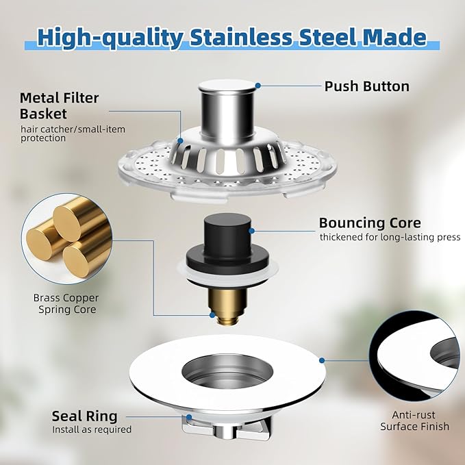 Metal 2 Pack Bathtub Drain Stopper - Image 5