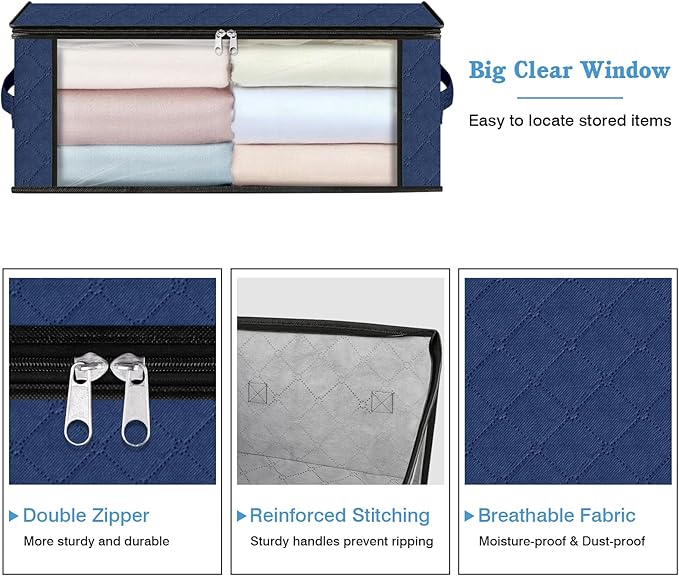 HomeHacks Storage 3-Pack Clothes Organizer Storage Bags Foldable Storage Box - Image 4
