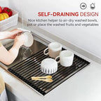 MERRYBOX Roll Up Dish Drying Rack, Silicone Wrapped Over The Sink Dish Rack - Image 7