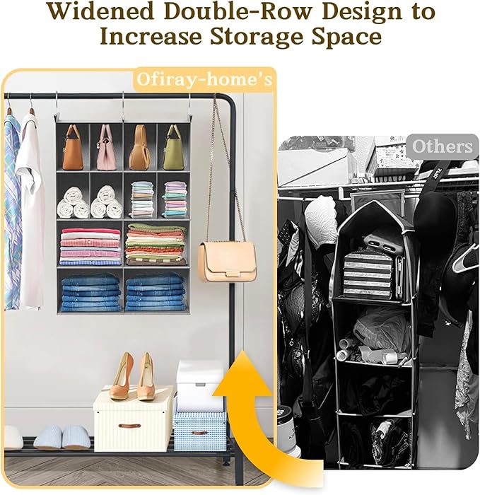 4 Tier Hanging Closet Organizer, 12 Compartments Sweater Organizer - Image 3