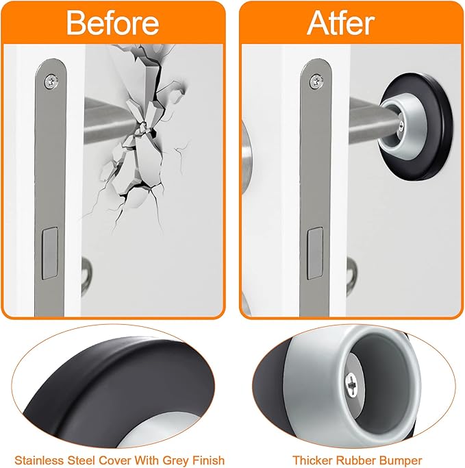 Blulu Concave Wall Door Stopper Door Bumper Stainless Steel Wall Protector - Image 3
