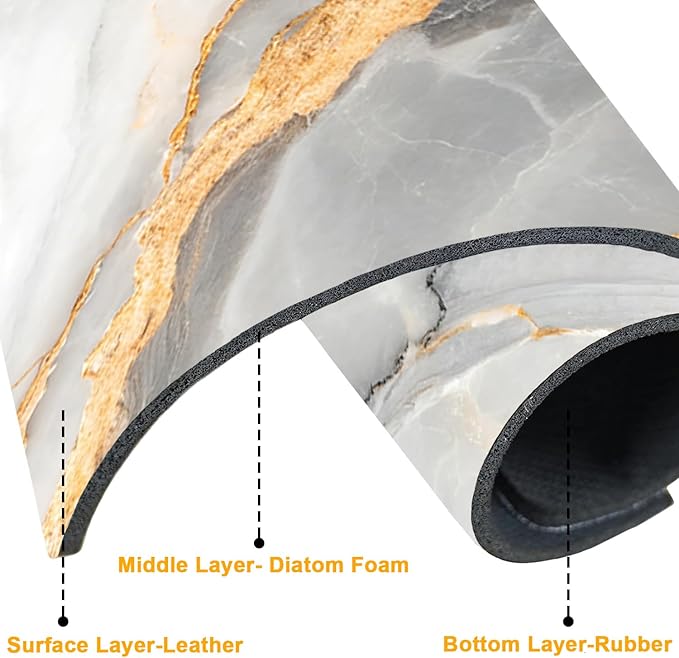 2 Pack Marble Texture Sink Splash Guard Faucet Mat Liquid Gold Marble Texture - Image 3