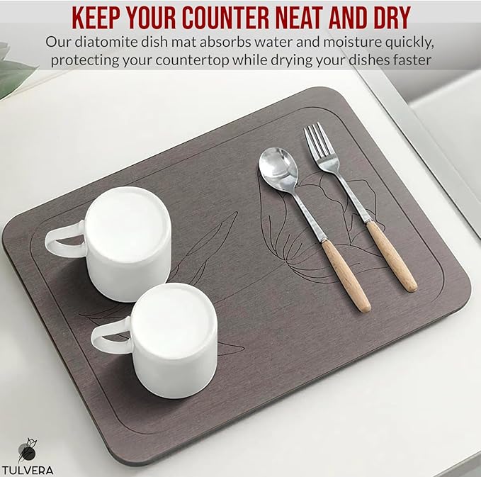Stone Dish Drying Mat for Kitchen Counter – Diatomaceous Earth Drying Mat | - Image 7