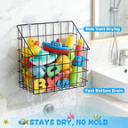 2 Pack Bath Tub Toy Storage Organizer Basket, Rustproof Black Iron Holder - Image 3