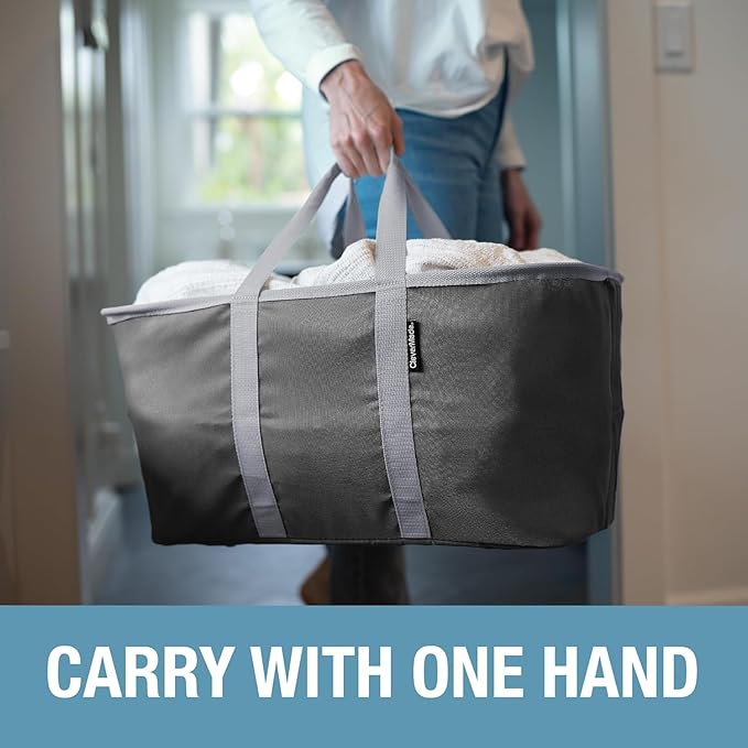 CleverMade Collapsible Laundry Tote 2-Pack – Foldable Carry-All Storage Bin - Image 4
