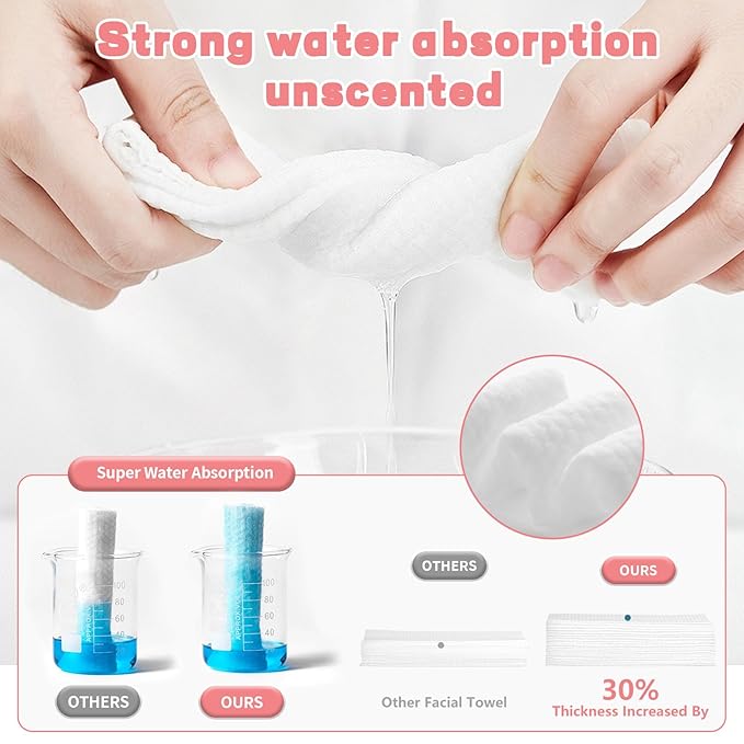 100 Count Disposable Face Towel, Ultra Soft & Thick Washcloths, Biodegradable - Image 4