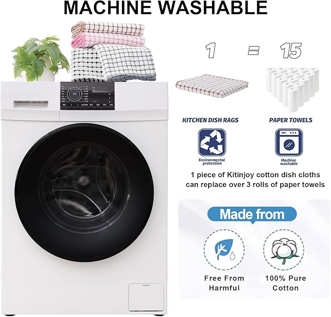 Kitinjoy Cotton 8 Pack Terry Kitchen Towels, 16 x 25 Inches Super Soft and - Image 5