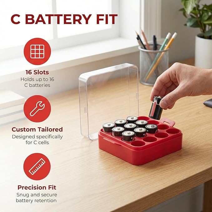 ALCYON Battery Organizer Storage Case, Battery Vault Box Container - Image 2