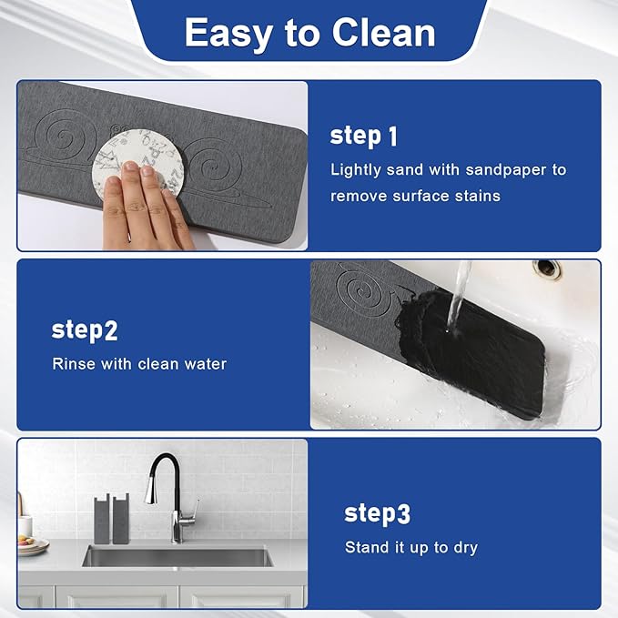 Sink Splash Guard Stone PNLLDDCN Non-Slip Diatom Mud Behind Faucet Mat - Image 6
