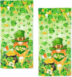 St Patrick's Day Hand Towels, 2 Packs Clover Leaves Spring Bathroom Hand Towels by qiuhuang