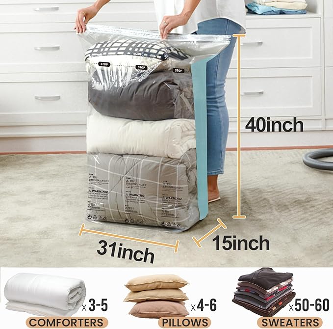 TAILI Vacuum Storage Bags 4 Pack, Jumbo Cube, Vacuum Seal Bags - Image 3
