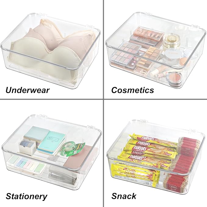Clear Storage Container Drawer Organzier Dividers, Removable Divided Plastic - Image 2