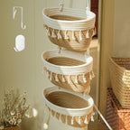 Hanging Baskets for Organizing, 3-Tier Woven Cotton Wall-Mounted Storage by WYCOROY