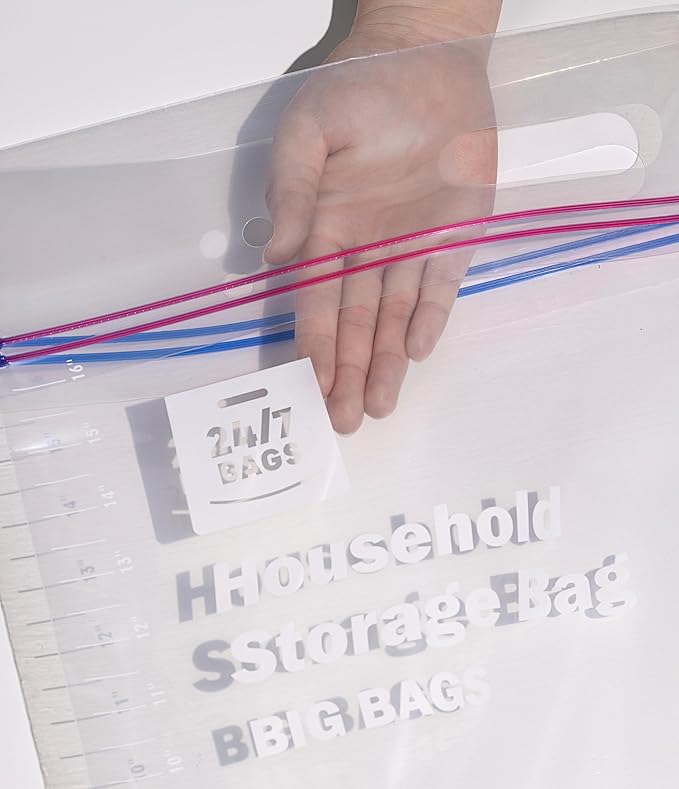 12 X-Large Plastic Storage Bags, 5 Gallons, Zero BPA, Double Zipper Seal - Image 4
