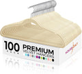 HOUSE DAY Premium Velvet Hangers 100 Pack Beige, Non-Slip Flocked Felt Hangers by HOUSEDAY