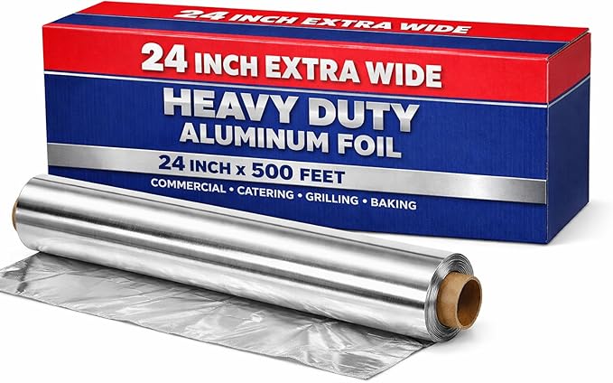 Heavy Duty Aluminum Foil Roll, 24 Inch Extra Wide, 475 Feet Length, Commercial by DHGPROFESSIONAL