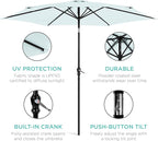 Best Choice Products 10ft Outdoor Table Compatible Steel Polyester Market Patio Umbrella w/Crank and Easy Push Button Tilt - Image 5