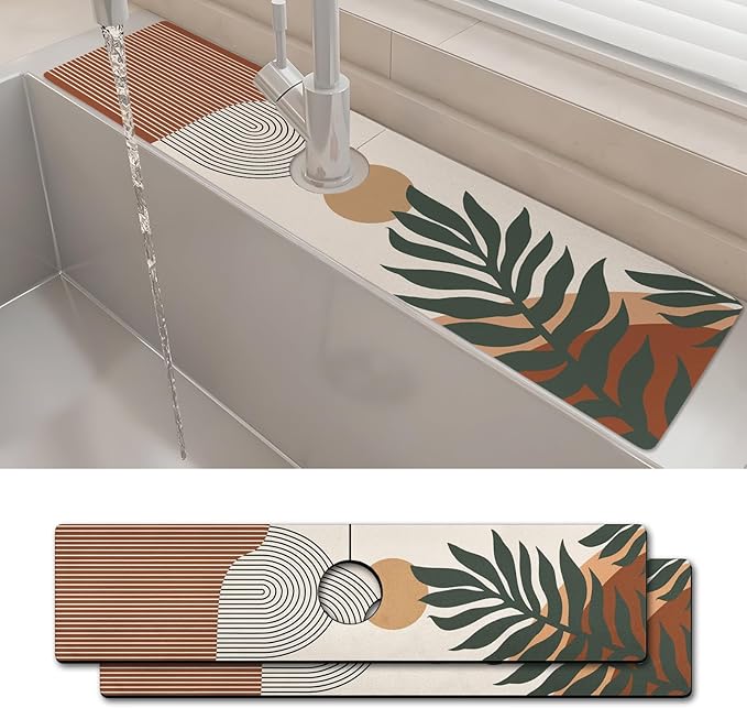 2PCS 24" X 5.5" Kitchen Sink Splash Guard Faucet Mat Boho Super Absorbent Fast by Unknown