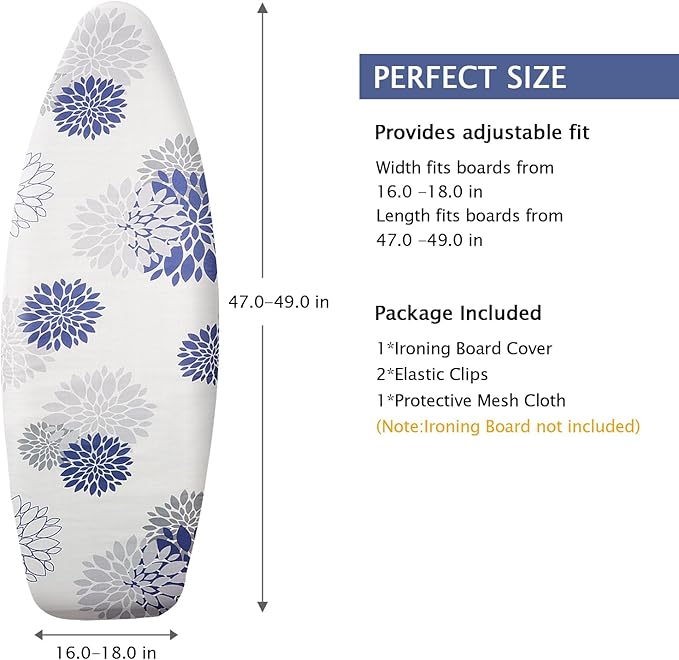 SheeChung Ironing Board Cover and Pad 18“x49”, Thick Scorch Resistant Padding - Image 2