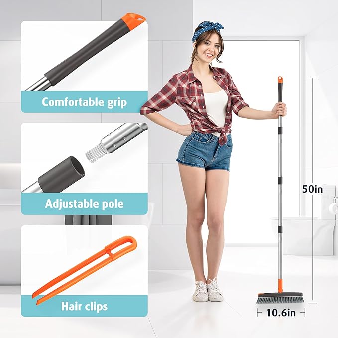 AIR U+ Grout Brush with Long Handle 180° Swivel Scrub Brush with Tweezers to - Image 2