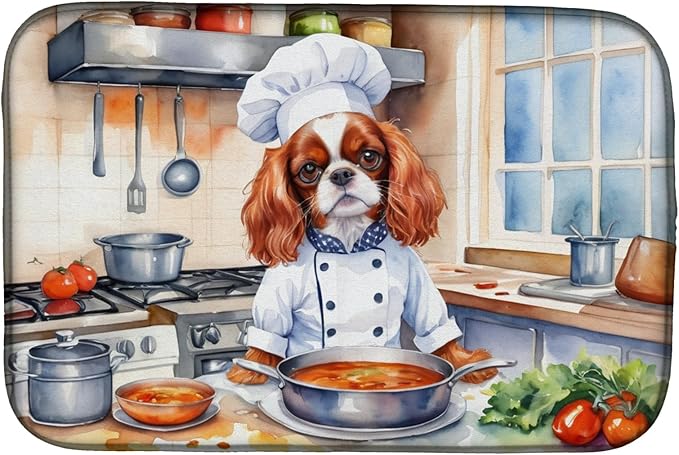 Caroline's Treasures DAC6227DDM Cavalier Spaniel The Chef Dish Drying Mat by CarolinesTreasures
