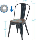 Nazhura Metal Dining Chair Farmhouse Tolix Style for Kitchen Dining Room Café Restaurant Bistro Patio, 18 Inch, Stackable, Waterproof Indoor/Outdoor (Sets of 4) (Black with Wood Padding) - Image 3