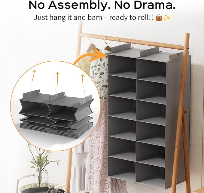 Space-Saving Hanging Closet Storage Organizer – Dual-Row Foldable Shelves - Image 4