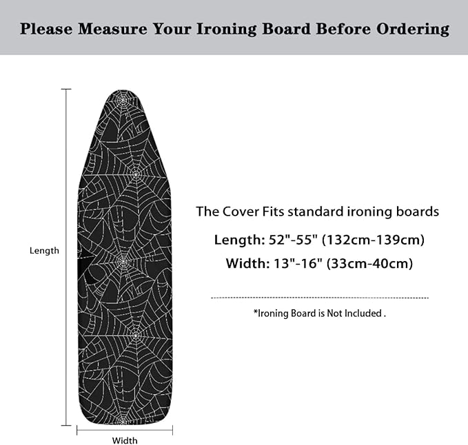 GLENLCWE Black Spider Cobweb Ironing Board Cover - Image 5