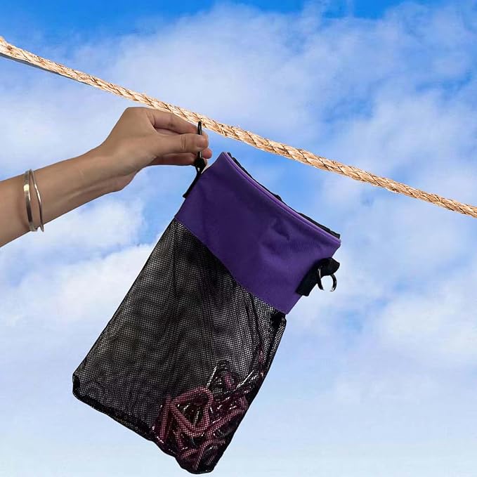 Mesh Clothespin Bag with Drawstring, Hanging Laundry Pin Storage Organizer - Image 5