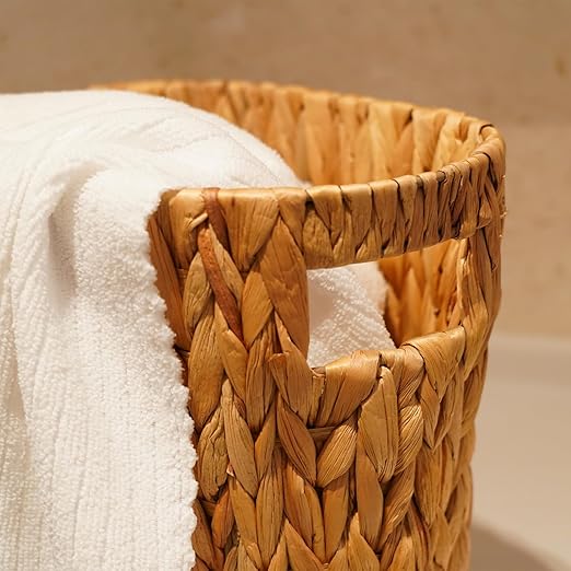 PINXIURY Bathroom Wicker Trash Can Handwoven Wicker Waste Basket - Image 4
