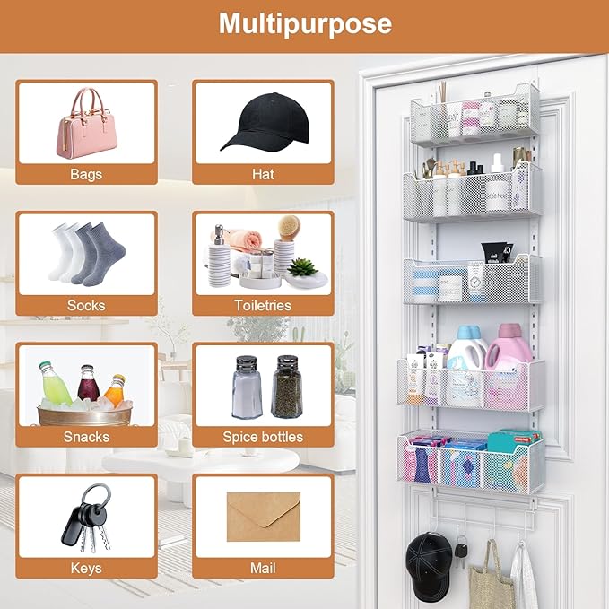 Over The Door Organizer, Metal Door Organizer Hanging - Image 8