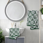 Jacquotha Cotton Hand Towels Green Checkered Floral - Image 4