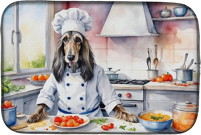 Caroline's Treasures DAC6180DDM Afghan Hound The Chef Dish Drying Mat Absorbent by CarolinesTreasures