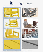 KINGYES HDPE Rocking Chairs Outdoor, Patio Rocking Chairs with 330lbs Support, Smooth Porch Rocker for Deck Lawn Yard, Yellow - Image 6