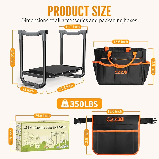 Garden Kneeler and Seat, Wider and Thicker Kneeling Pad Heavy Duty Gardening Stool with Gardening Tool Pouch and Bag, Garden Bench/Chair Gifts for Women, Seniors - Image 3