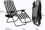 Nazhura Set of 2 Relaxing Recliners Patio Chairs Adjustable Steel Mesh Zero Gravity Lounge Chair Beach Chairs with Pillow and Cup Holder Khaki (Black/White Stripe) - Image 2
