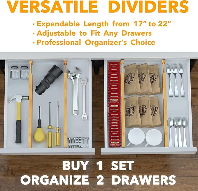 SpaceAid 4 Pack Bamboo Drawer Dividers - Image 5