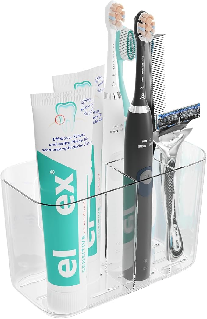 Toothbrush Holder for Bathroom Countertop and Wall by First-zgel