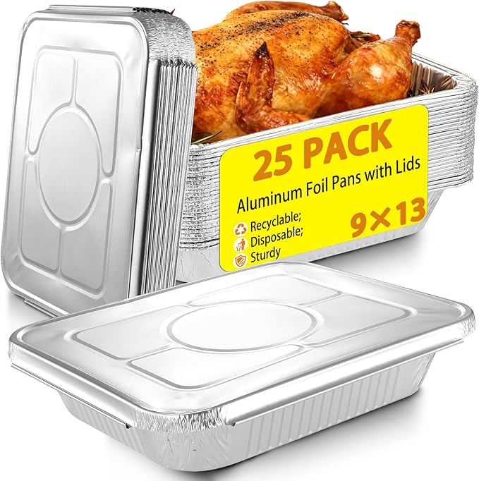 9x13 Aluminum Foil Pans with Lids by Whaleme