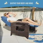 Upgraded Outdoor Recliner Chair, Reclining Patio Chairs with Adjustable Back up to 150°Lay Flat and Extended Footrest, Wicker Recliner Chairs with Flip Table and Removable Olefin Cushion - Image 3