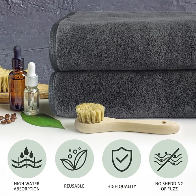 KinHwa Microfiber Hand Towels for Bathroom Soft and Absorbent Face Towels Grey - Image 4