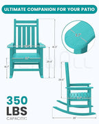 SERWALL HDPE Outdoor Rocking Chair Set of 6, Patio Rocking Chairs for Adults, All Weather Outdoor Rockers for Lawn, Aruba - Image 3