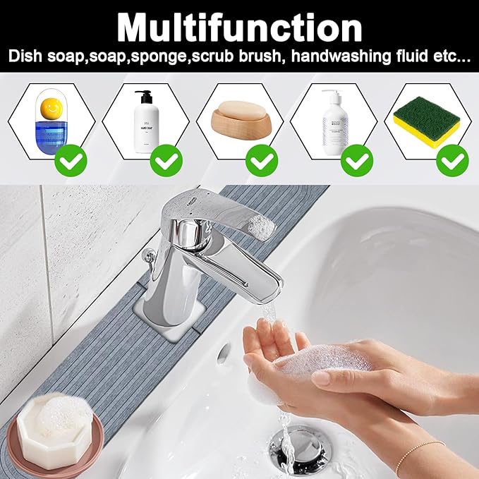 Faucet Mat for Kitchen Sink, Stone Faucet Mat for Kitchen Sink Tray - Image 6