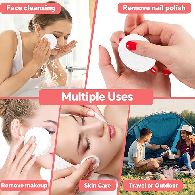 100% Pure Cotton Round Pads for Face, Lint-Free Makeup Remover Pads, - Image 5