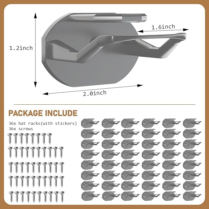 48 Pack Adhesive Hat Hooks for Wall, Super Strong Hat Rack for Baseball Caps - Image 4