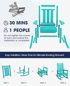 KINGYES Oversized Outdoor Rocking Chair, All-Weather Patio Rocking Chairs for Porch, HDPE Outdoor Patio Rockers with High Back & Wide Seat for Garden, Lawn, Aruba - Image 6