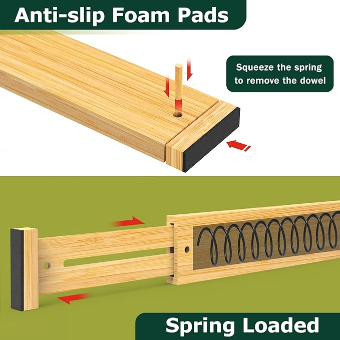 Lzerking Kitchen Drawer Dividers 6 Pack, 17-22" Adjustable Bamboo Drawer - Image 7