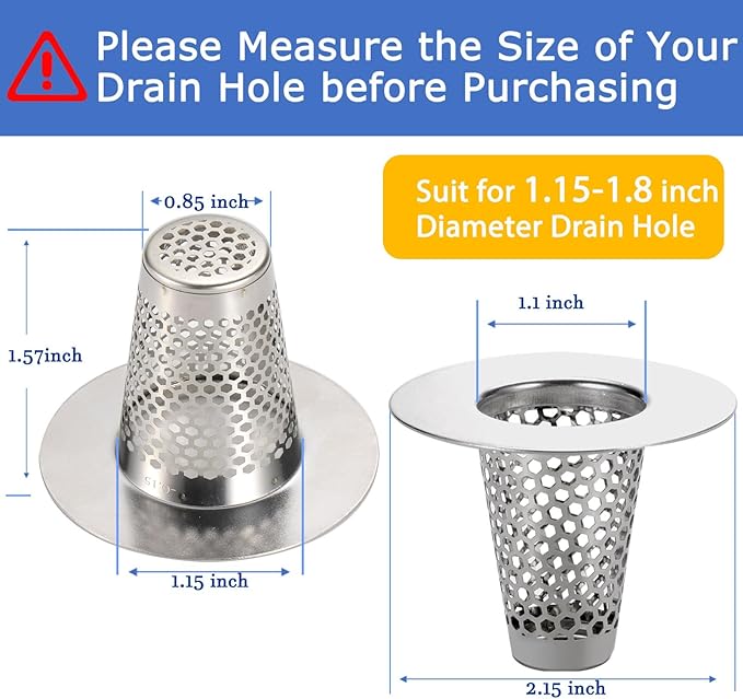 Bathroom Sink Drain Strainers for 1.1"-1.6" Depth Than 1.6" Drain Hole Catcher - Image 4