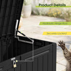 Devoko 100 Gallon Outdoor Storage Box, Waterproof Resin Deck Box for Patio Furniture, Lockable Container for Garden Cushions & Pool Supplies (Black, 100 Gallon) - Image 6